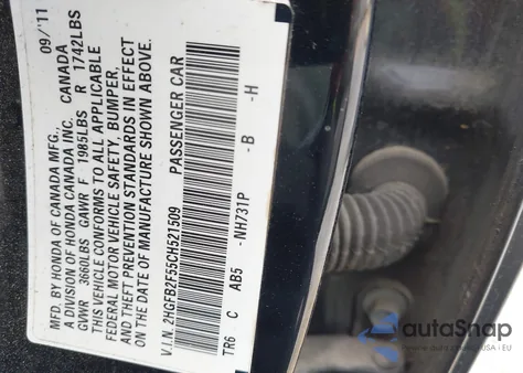 2012 Honda Civic Lx из США, поврежденный, VIN 2HGFB2F55CH521509